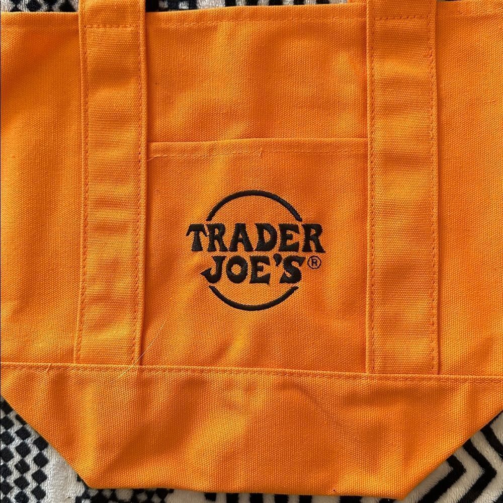 Trader Joes Halloween Mini Tote Canvas Orange - Picture 2 of 8